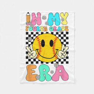 In My Softll Fourth Grade Era Retro Smile Face Fir Fleece Blanket