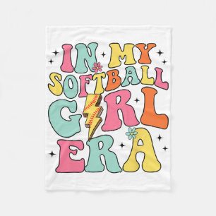 In My Softll Girl Era Retro Groovy Softll Girl  Fleece Blanket