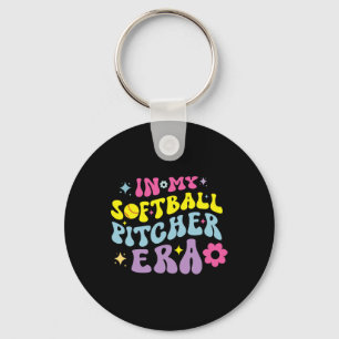 In My Softll Pitcher Era Groovy Fastpitch Girls Ga Key Ring
