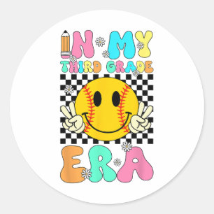 In My Softll Third Grade Era Retro Smile Face Firs Classic Round Sticker