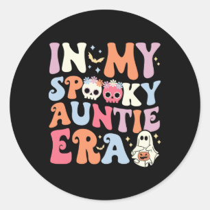 In My Spooky Auntie Era Halloween Groovy Witchy Sp Classic Round Sticker
