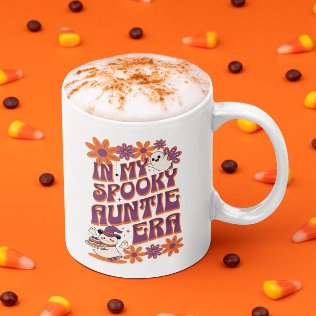In My Spooky Auntie Era Retro Halloween            Two-Tone Coffee Mug (Creator Uploaded)