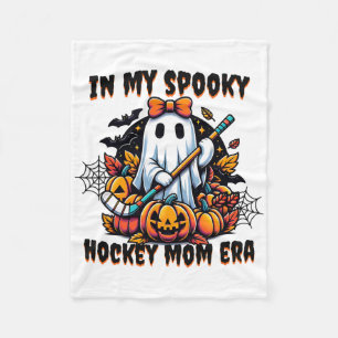 In My Spooky Hockey Mom Era Halloween Coquette Gho Fleece Blanket