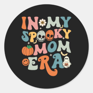 In My Spooky Mum Era Fun Halloween Women Groovy Classic Round Sticker