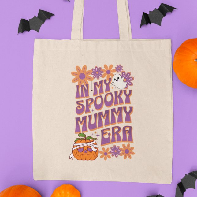 In My Spooky Mummy Era Fun Retro Halloween Tote Bag (Creator Uploaded)