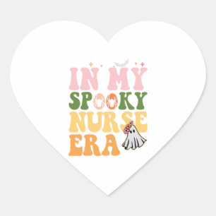 In My Spooky Nurse Era Halloween Groovy Ghost Heart Sticker