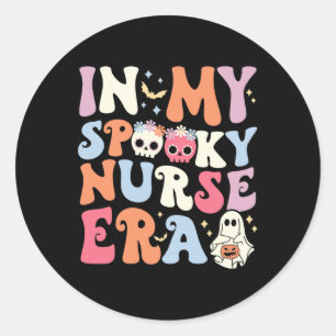 In My Spooky Nurse Era Halloween Groovy Witchy Spo Classic Round Sticker