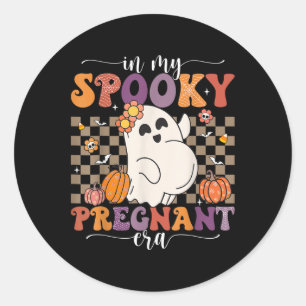 In My Spooky Pregnant Era Ghost Halloween Pregnant Classic Round Sticker