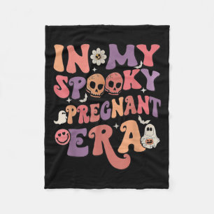 In My Spooky Pregnant Era Groovy Boo Halloween Fleece Blanket