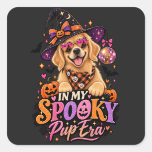 In My Spooky Pup Era Golden Retriever Halloween Wi Square Sticker
