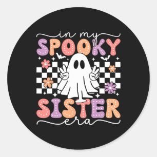 In My Spooky Sister Era Retro Ghost Halloween Spoo Classic Round Sticker