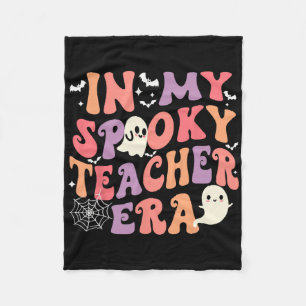 In My Spooky Teacher Era Ghost Halloween Retro Tea Fleece Blanket