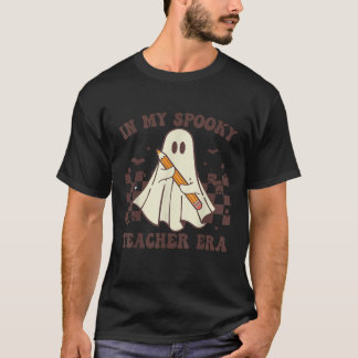 In My Spooky Teacher Era Groovy Hippie Retro Ghost T-Shirt