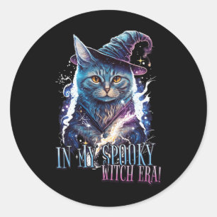In My Spooky Witch Era Halloween Cat Costume Kids  Classic Round Sticker