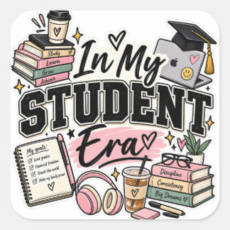 In My Student Era – Cute College Student Graduatio Square Sticker