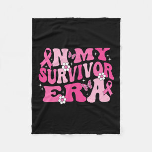 In My Survivor Era Pink Ribbon Breast Cancer Fleece Blanket