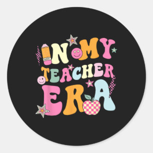 In My Teacher Era Happy 100 Days Of School Groovy Classic Round Sticker