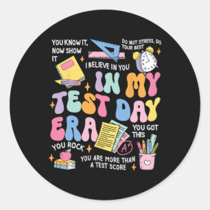 In My Test Day Era Retro Groovy Testing Day Teache Classic Round Sticker
