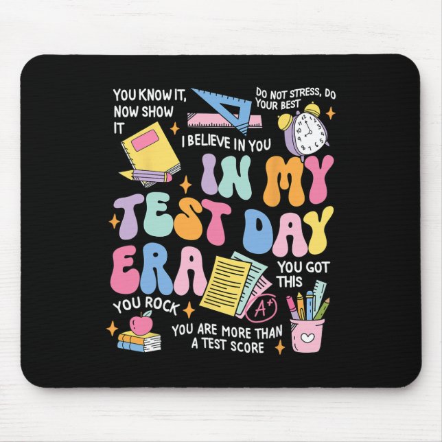 In My Test Day Era Retro Groovy Testing Day Teache Mouse Pad (Front)