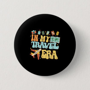 In My Travel Era Funny Traveller Aeroplane Summer 6 Cm Round Badge