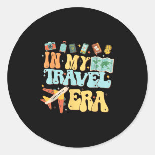 In My Travel Era Funny Traveller Aeroplane Summer  Classic Round Sticker