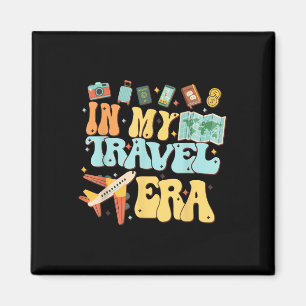 In My Travel Era Funny Traveller Aeroplane Summer Magnet