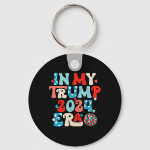 In My Trump 2024 Era Disco Groovy Retro Funny Dona Key Ring
