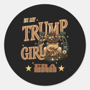 In My Trump Girl Era Bold Western Cowgirl Floral H Classic Round Sticker