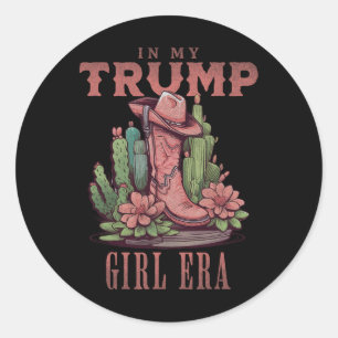 In My Trump Girl Era Western Usa American Cowgirl Classic Round Sticker