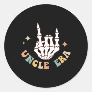 In My Uncle Era Lover Groovy Retro Papa Fathers Da Classic Round Sticker