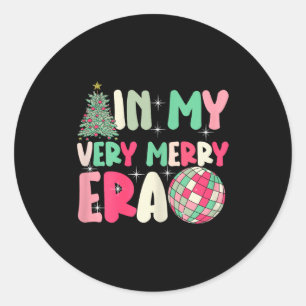 In My Very Merry Era - Cute Groovy Xmas Classic Round Sticker