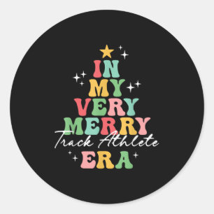 In My Very Merry Track Athlete Era Christmas Groov Classic Round Sticker