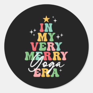 In My Very Merry Yoga Era Yogi Christmas Groovy Re Classic Round Sticker