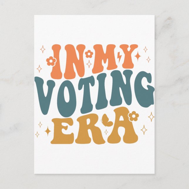 In My Voting Era Retro Wavy Postcard (Front)