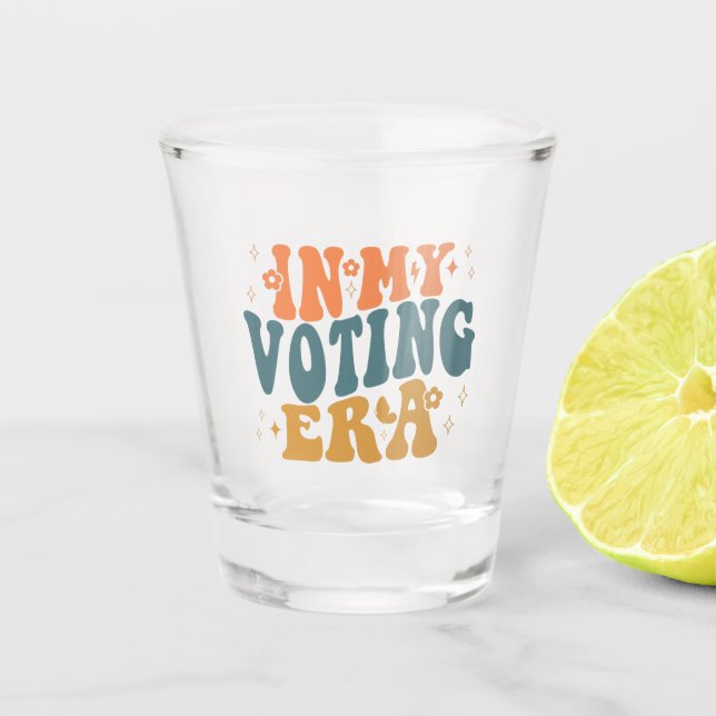 In My Voting Era Retro Wavy Shot Glass (Front)