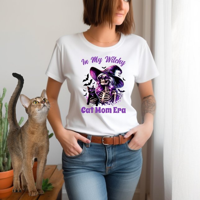 In My Witchy Cat Mum Era Skeleton Witch Black Cat T-Shirt (Creator Uploaded)
