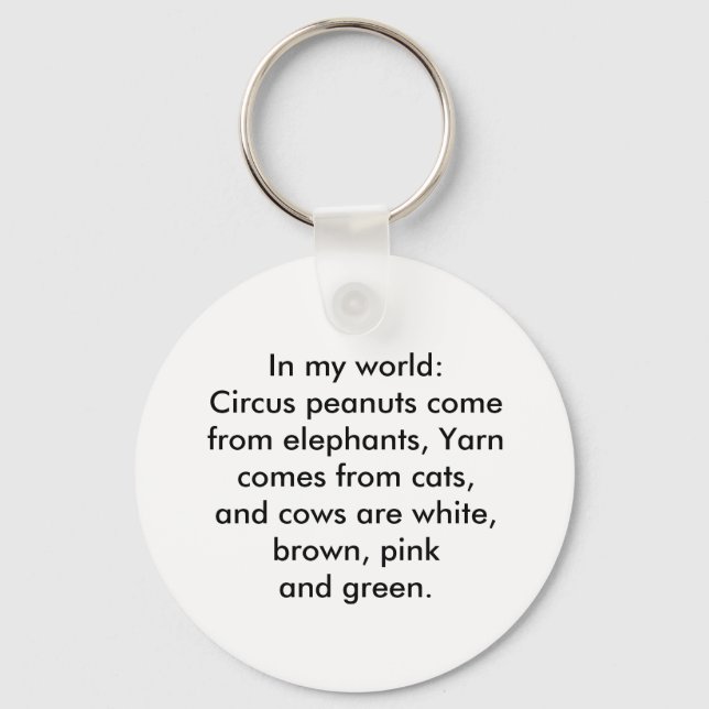 In my world: Yarn comes from cats... Key Ring (Front)