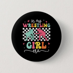 In My Wrestling Girl Era Groovy Retro Proud Wrestl 6 Cm Round Badge