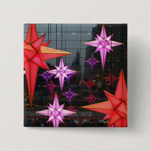 In New York City. Christmas decoration inside 15 Cm Square Badge