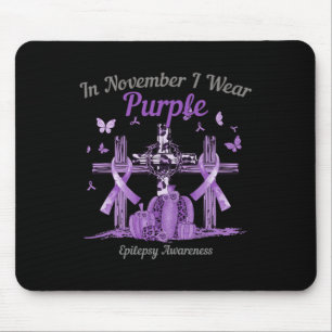 In November I Wear Purple Cross Pumpkin Epilepsy A Mouse Pad