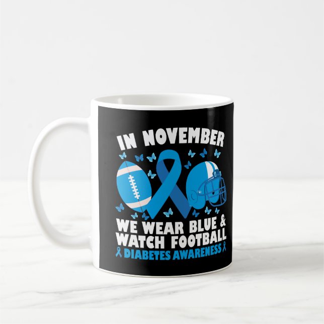 In November We Wear Blue And Watch Football Coffee Mug (Left)