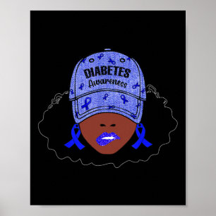 In November We Wear Blue Black Girl Diabetes Aware Poster