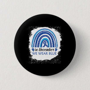 In November We Wear Blue Bleached Rainbow Blue Rib 6 Cm Round Badge