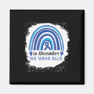 In November We Wear Blue Bleached Rainbow Blue Rib Magnet