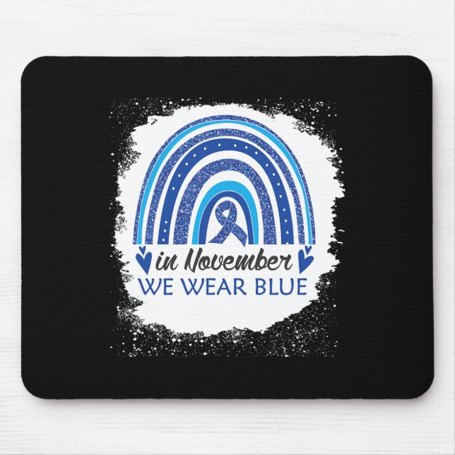 In November We Wear Blue Bleached Rainbow Blue Rib Mouse Pad (Front)