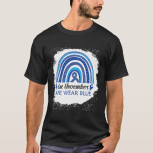 In November We Wear Blue Bleached Rainbow Blue Rib T-Shirt