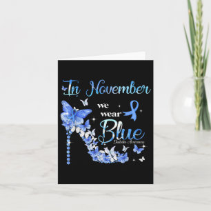 In November We Wear Blue Butterflies Diabetes Awar Card