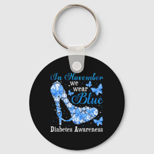 In November We Wear Blue Butterflies Diabetes Awar Key Ring