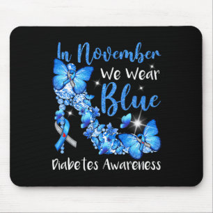 In November We Wear Blue Butterflies Diabetes Awar Mouse Pad