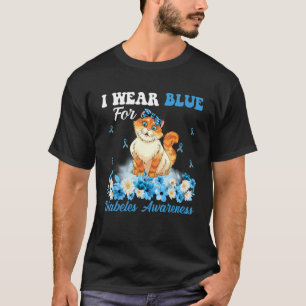 In November We Wear Blue Cat Type 1 Diabetes Aware T-Shirt
